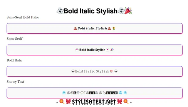 Bold Italic Stylish Font Generator (𝘾𝙤𝙥𝙮 𝙖𝙣𝙙 𝙋𝙖𝙨𝙩𝙚)