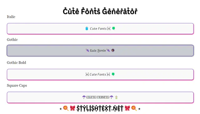 Cute Fonts Generator (𝒞💮𝓅𝓎 𝒶𝓃𝒹 𝒫𝒶𝓈𝓉𝑒)