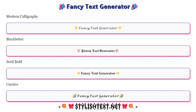 Fancy Text Generator (𝐂opⓎ ˢnⓛ 𝐏ˢˢｔเ)